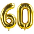 thumbnail image 1 of Globos de helio Mylar de aluminio gigante con 60 números dorados de 40 pulgadas - Suministros de decoración para fiestas Globos - Ideal para fiestas de 60 cumpleaños o 60 aniversarios, 1 of 2