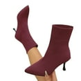 thumbnail image 5 of Women's Square Toe Sock Boots, Stretch Knitted High Heel Ankle Booties, Casual Winter Footwear for Outdoor and Indoor Fashion, 5 of 9