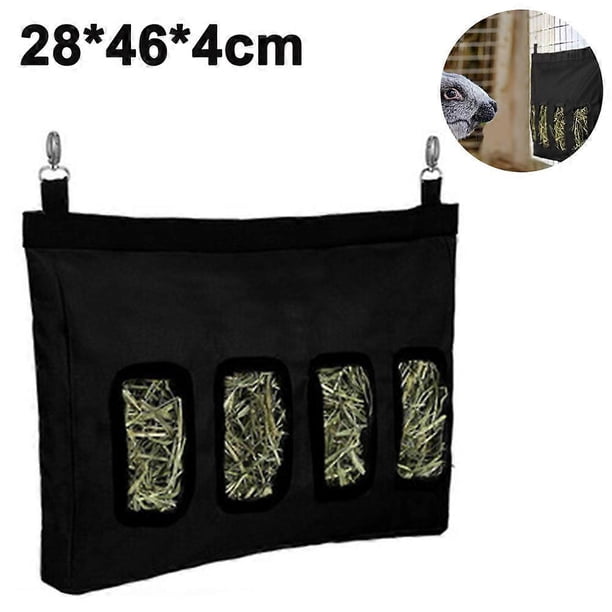 Rabbit Hay Feeder Bag, Guinea Pig Hay Feeder Storage, Rabbit Feeder Hay Feeder for Rabbit Guinea Pig-Black