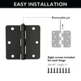thumbnail image 5 of Design House 10-Pack 3.5" H x .25" Radius Butterfly Interior/Exterior Door Hinges, Matte Black, 5 of 13