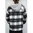 thumbnail image 3 of Victorious Men's Essential Felted Plaid Overshirts JK5075 Black Large, 3 of 5