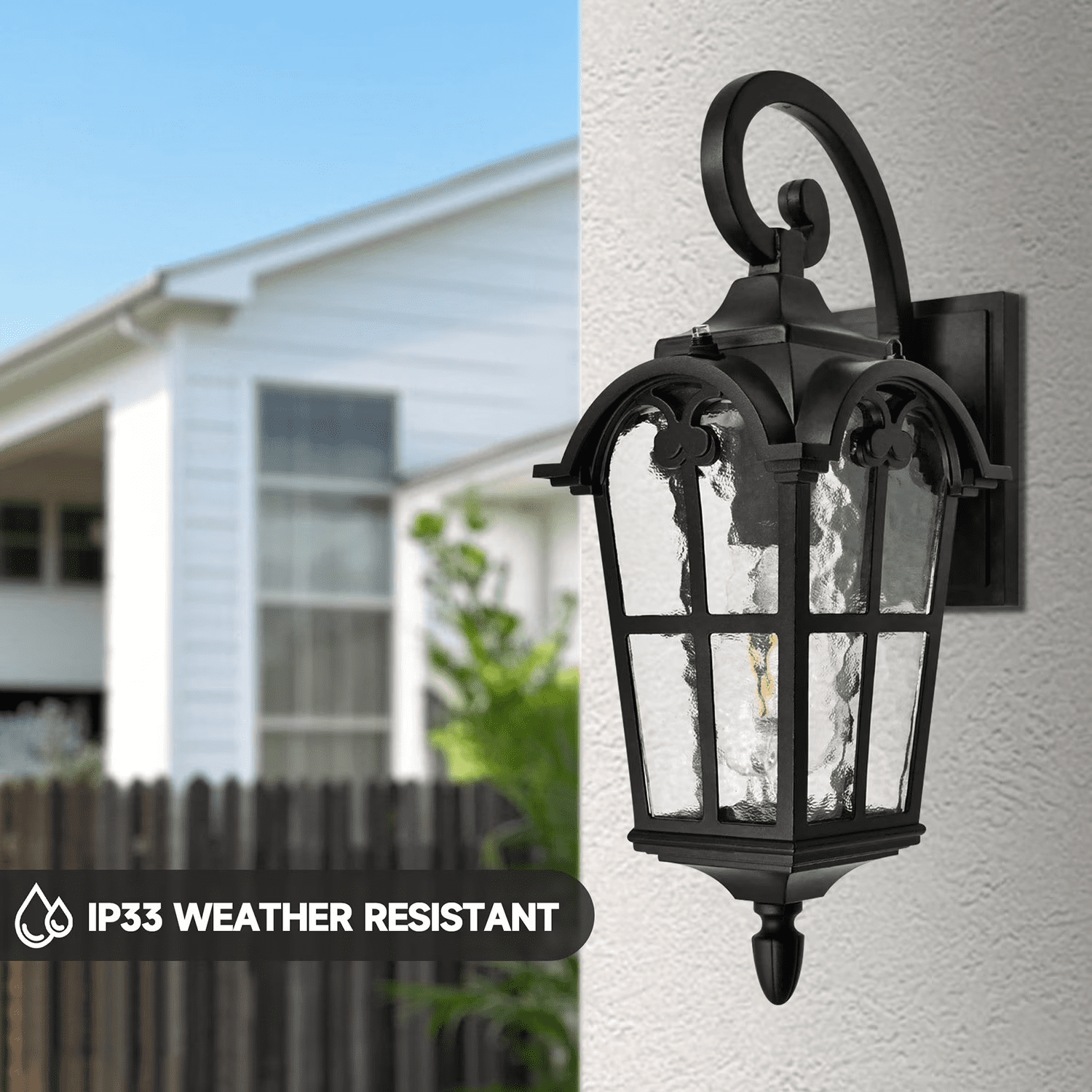 Cedar Hill Outdoor Wall Light Fixtures, 20inch Wall Lantern with Photocell (Bulb Included) 800Lumen for Patio Front Door Entryway Garage