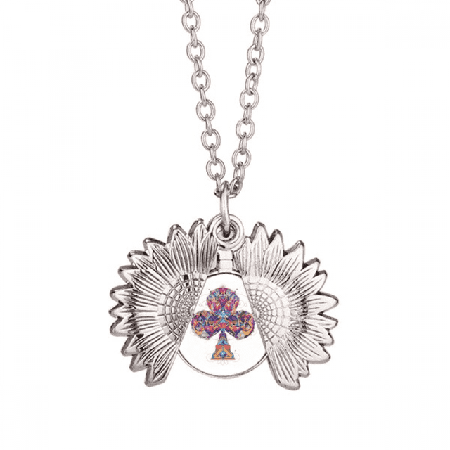 Cartes à Jouer en Club Motif Géométrique Collier de Tournesol Pendentif Médaillon Bijoux
