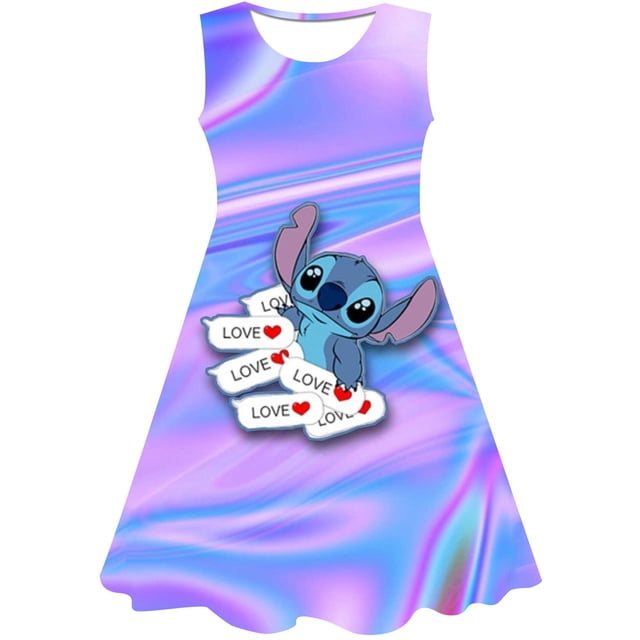 Niñas Disney Stitch dibujos animados Stitch princesa vestido niños disfraz 3D Stitch Fancy 1-10 años cumpleaños fiesta vestido niño ropa 12M Gao Jinjia LED