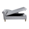 thumbnail image 6 of Chaise Lounge Indoor,Velvet Lounge Chair for Bedroom with Storage & Pillow,Modern Upholstered Rolled Arm Chase Lounge for Sleeping with Nailhead Trim for Living Room Bedroom Office, Grey, 6 of 9