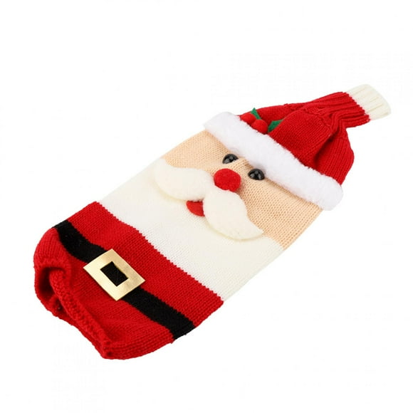 Bolsa para botella de vino, funda tejida para botella de vino, funda navideña para botella de vino, decoración navideña para fiesta de mesa, aspecto llamativo Jadeshay A