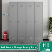 Metal Lockers for Employees,71Metal Storage Cabinet with Lock,1 Door Steel Storage Locker Cabinet for Home,Gym,School, Office,Garage-Assembly Required(Gray)