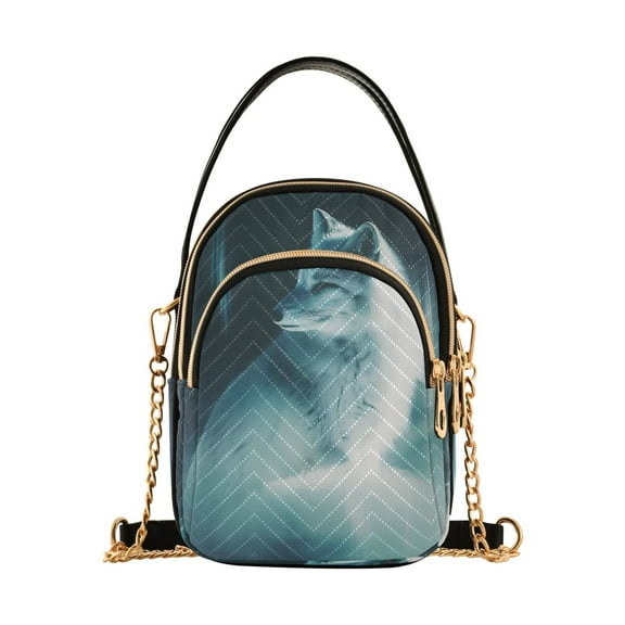 ALAZA Chain Crossbody Bags for Women Cool Fox Print Shoulder Handbag Phone Purse