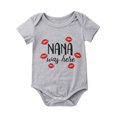 thumbnail image 1 of Xingqing Newborn Infant Baby Girl Boy Letters Short Sleeve O-Neck Button Closure Romper, 1 of 8