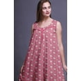 thumbnail image 3 of Bimba Pink15 Check Pink Flower & Sleeveless Night Gown for Womens Cotton Printed Nightwear Ladies Sleepwear XXX-Large, 3 of 6