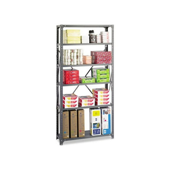 Safco 36 x 12 Commercial 6 Shelf Kit in Dark Grey Finish