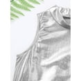 thumbnail image 7 of iiniim Kids Girls Metallic Mock Neck Crop Tops Tank Top Dancewear Athletic Dance Sports Active Vest Activewear Silver 16, 7 of 7