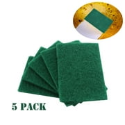 Fangsheng Heavy Duty Scouring Pads, Household Scrubber for Kitchen, Sink, Dish, 5-Pack, 3.9 x 5.9 inch (10 x 15 cm), Green