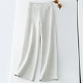 thumbnail image 2 of Outfmvch Gauze Pants Cropped Linen Pants Women Long Lounge Travel Pants Pedal Pushers for Women Wide Leg Linen Pants Gaucho Pant Baggy Straight Leg Flowy Lounge Trousers Beach Pants Beige M-3XL, 2 of 3