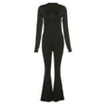thumbnail image 6 of Lnzyyephy Women Flare Leg Jumpsuit, Fashion Long Sleeve Backless Solid Color Bodycon Romper Pants, 6 of 9