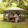 thumbnail image 2 of Telyswee Pop Up Tent Gazebo 10'x10'/12'x12' Portable Outdoor Camping Pop Up Canopy Screen Tent with Mosquito Netting Gazebo, Waterproof 6 Sidewalls, Ground Stakes, Carry Bag, 2 of 9