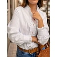 thumbnail image 3 of Ruffled Tops for Women V Neck Ruffle Blouse Long Sleeve Ruffle Shirt Comfort Plus Size Long Sleeve Shirts White M, 3 of 8