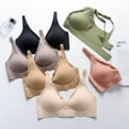 thumbnail image 5 of huanledash Lady Bra Padded Sexy Soft Intimate Solid Color Support Breast Seamless Wire Free V Neck Sports Bra for Daily Wear, 5 of 7