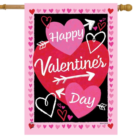 Briarwood Lane Valentine's House Flag 40x28 For Outdoor Cupid's Hearts For Valentine's House Flag