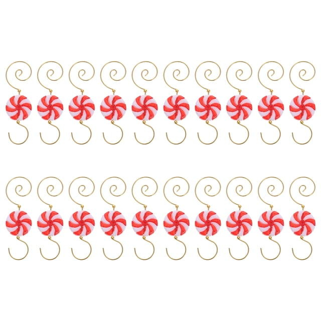 20Pcs Christmas Hook Decorative Pendant Xmas Windmill Candy Design Hook Hanging Hooks