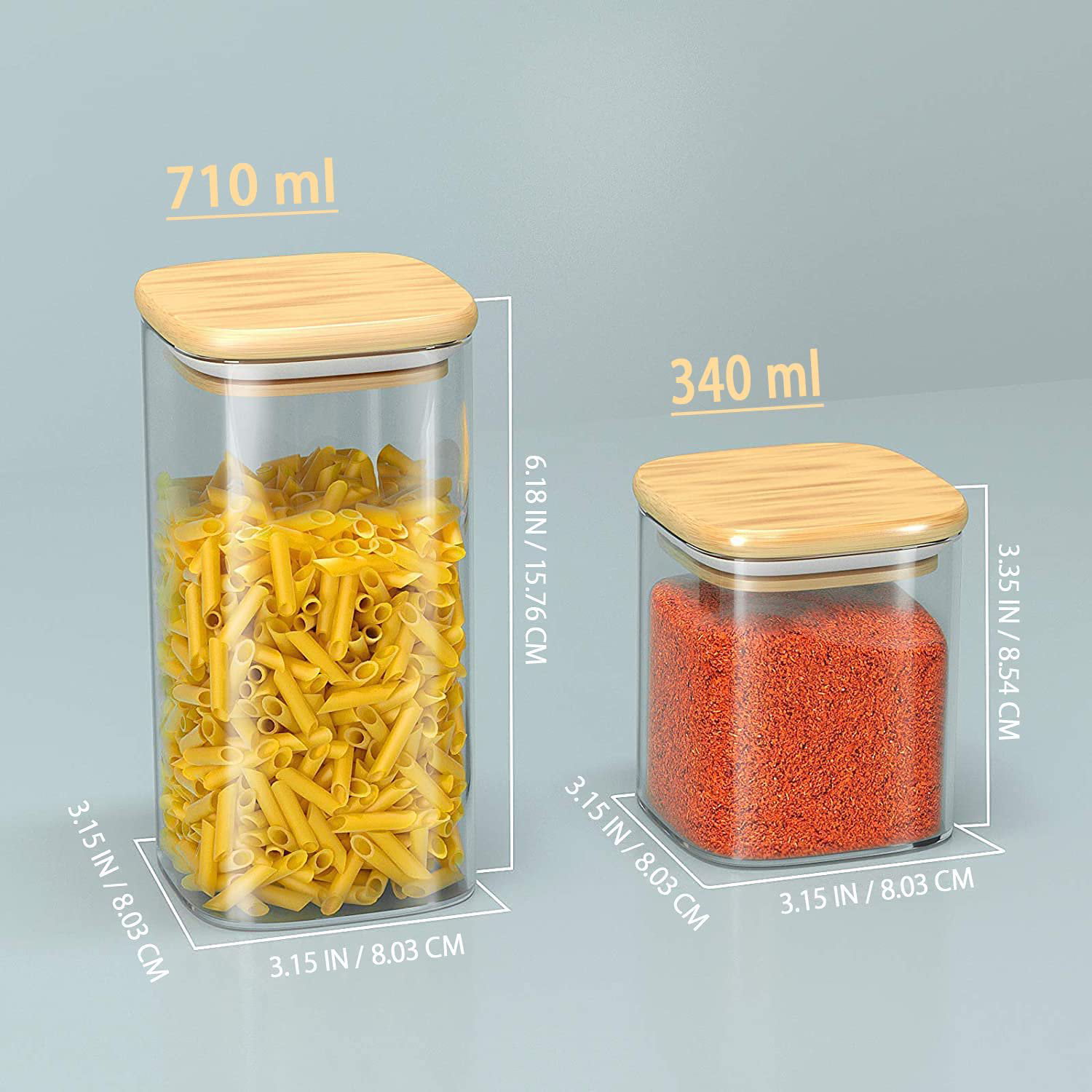 DWËLLZA Kitchen Airtight Food Storage Containers with Lids – 6 Pieces All Same Size - Pantry Container for Spices, Candy, Nuts, Coffee and Tea, Clear
