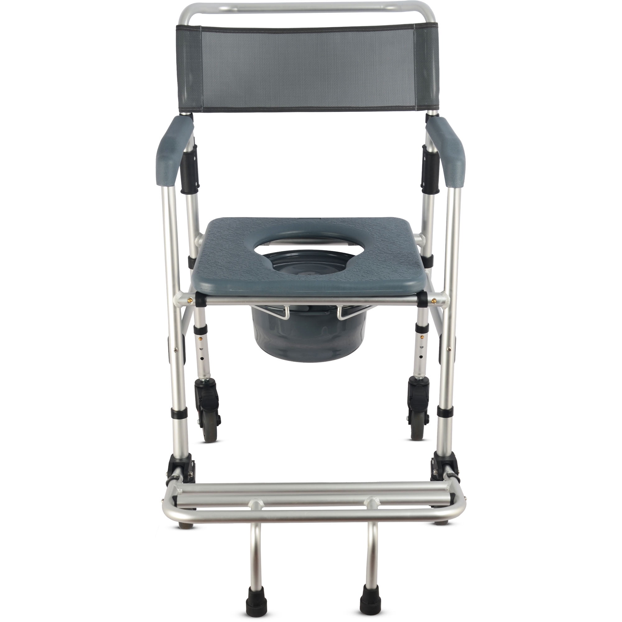 HygiCare 3 in 1 Commode Chair, Tool-Free, Aluminum, Heavy-duty, Up to 300 lbs, Adjustable Height, with Bucket