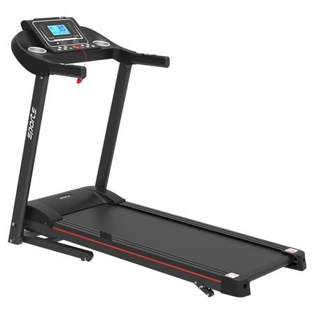 Folding Treadmill, Smart Motorized Treadmill with Manual Incline and Air Spring & MP3, Exercise Running Machine with 5" LCD Display for Home Use