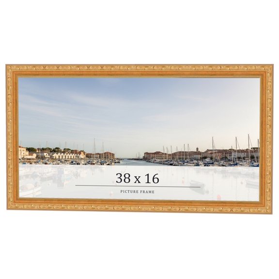 38x16 Frame Gold Solid Wood Picture Frame Width 1.125 Inches | Interior Frame Depth 0.375 Inches |