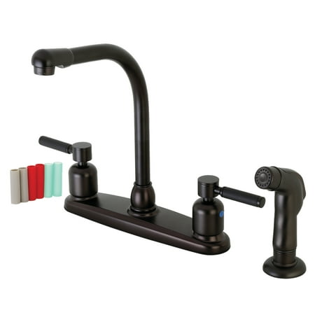 Kingston Brass FB755DKLSP Kaiser 8-Inch Centerset Kitchen Faucet with Sprayer, Oil Rubbed Bronze