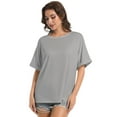 thumbnail image 6 of Women Oversized T-Shirt Round Neck Pull On T-Shirt Basic Casual Loose Fit Workout Tops, 6 of 7