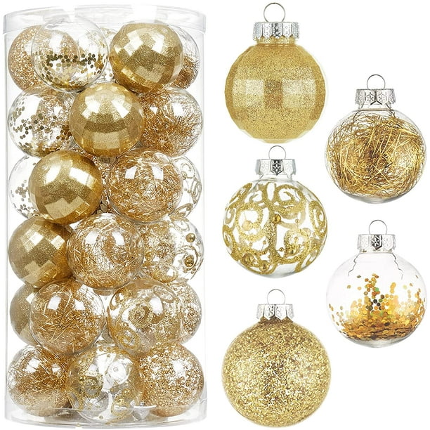 KG Navidad al por mayor Bolas De Navidad plástico transparente 25 uds adornos Bola De árbol De Navidad conjunto De bolas De Navidad para manualidades DIY vacaciones