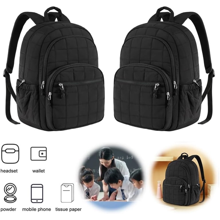 Quilted 15.6 Inch Laptop Backpack Water Resistant Lightweight Travel Daypack Lightweight Laptop Backpack, Travel Backpack for Women  main image 2