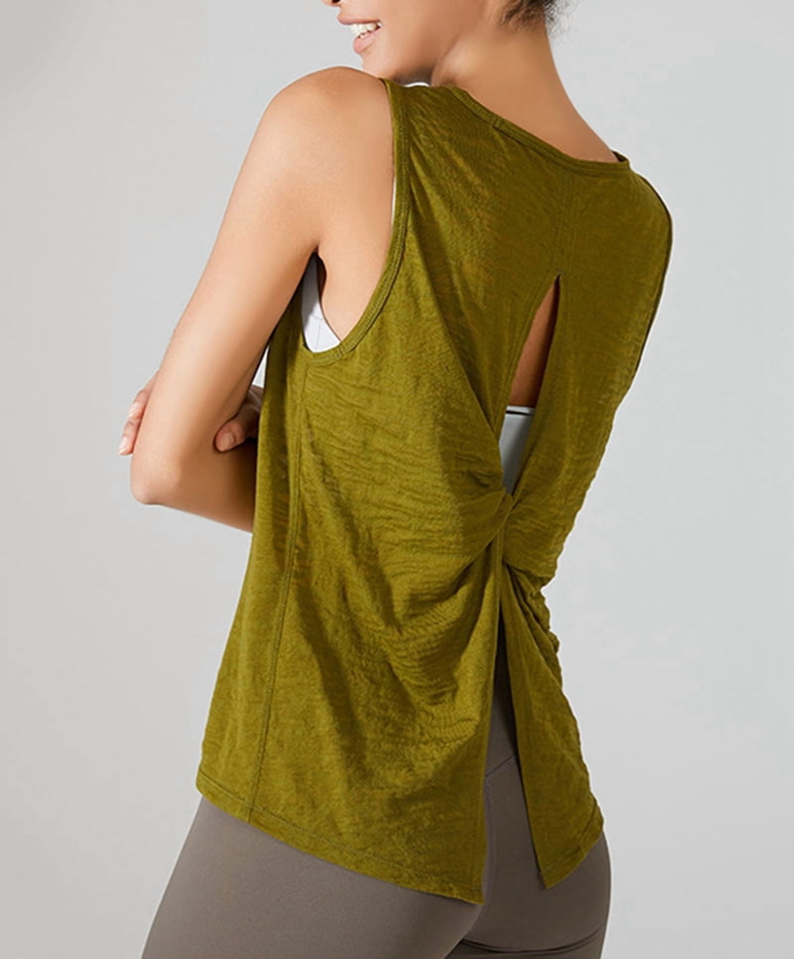 Sleeveless Quick-Drying Vest for Women, Sports Cover-Up, Running,Loose Large Size Yoga Clothes Green XL