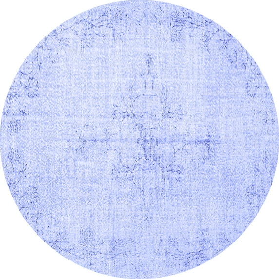 Ahgly Company Machine Washable Indoor Round Persian Blue Traditional Area Rugs, 4' Round