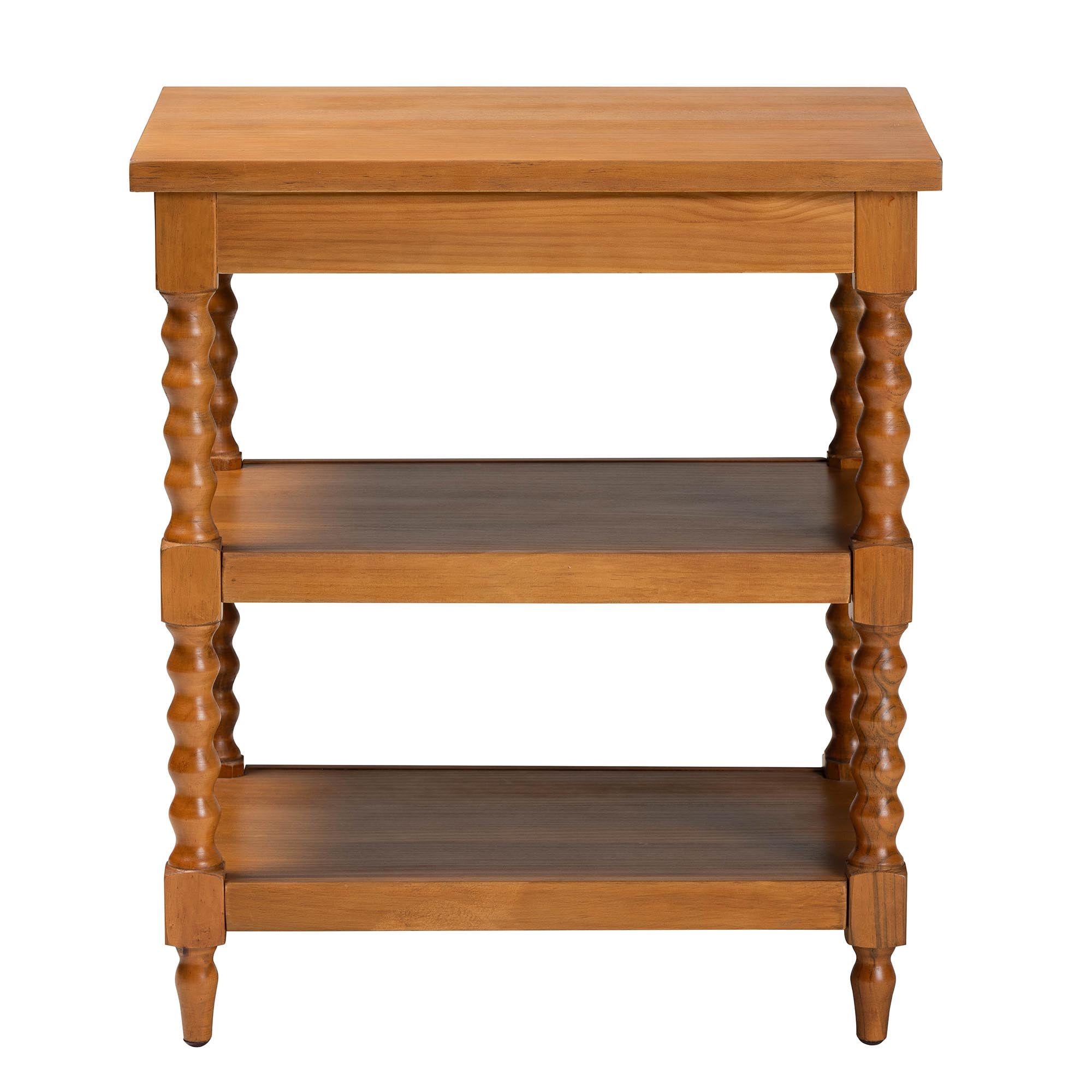 Baxton Studio Imogene Retro-Modern End Table, Turned Legs, Walnut Brown