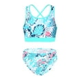 thumbnail image 3 of iEFiEL Girls Printed Swimsuit Long Sleeve Swim Tops with Strappy Back Crop Top Briefs Bathing Swimming Set Zipper Leaf 14, 3 of 7