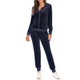 thumbnail image 3 of Fall Women Tracksuits Multicolor Polyester Sweatshirt  Sweatpants With Zipper Hoodie Activewear Workout Outfits, 3 of 6