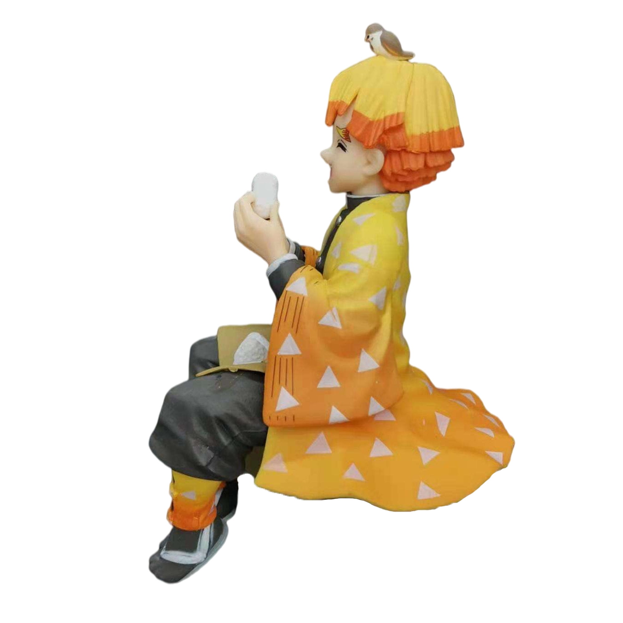 zenitsu eating rice ball  NINJAMO Zenitsu Agatsuma Rice Ball PVC Figure  Anime Demon Figure Anime Toy Statue Sitting Pose