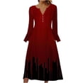 thumbnail image 2 of WXLWZYWL Halloween Costumes Woman 2024 Flared Sleeve V-Neck Dress Holiday Clothes Print Long Skirt Vampire Dresses for Women, 2 of 5