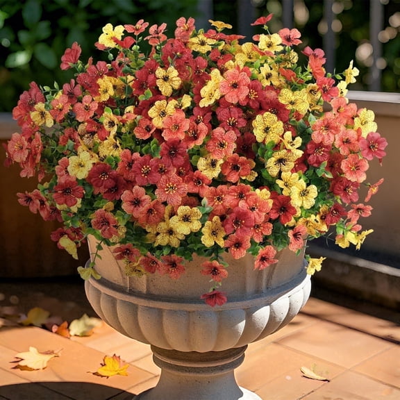 Scidweet Artificial Fall Flowers Outdoors, 12 Bundles Autumn Faux Silk Flowers Fake Plants Fall Decorations for Home Outside Yard Garden Porch Patio Autumn Thanksgiving, MultiColor