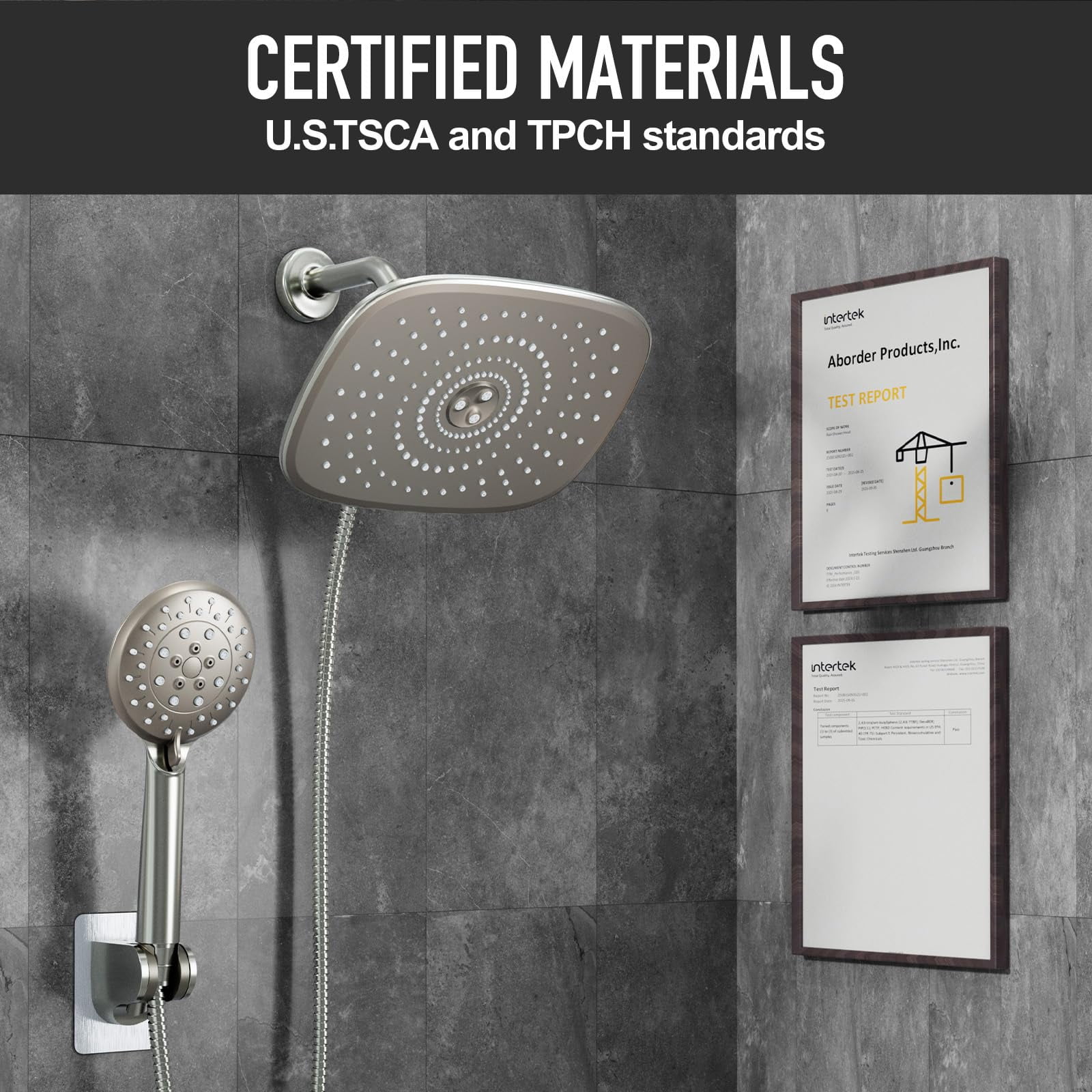 10'' Rain Shower Head With Handheld  High Rainfall Showerhead Combo 5 Water Spray Modes For Bathroom Accessories Home Decor Detachable Dual Heads Brushed Nickel