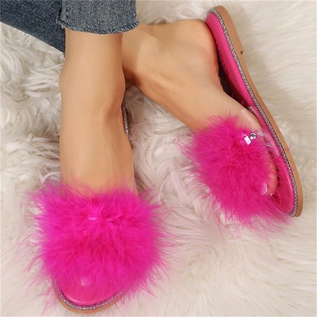 

Zunfeo Womens Slippers Clearance- Fuzzy Fashion Casual Outdoor Sandals Open Toe Sandals Couple Slippers Hot Pink 8.5