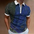 thumbnail image 7 of Afuyipoi Men's T-Shirts,Zipper T-Shirt Turn Down Collar Short Sleeve Athleisure Tees Blue M, 7 of 7