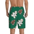 thumbnail image 3 of Bixox Men's Gingerbread Snowman Cookies printed lightweight casual shorts, soft sleep shorts with pockets., 3 of 7