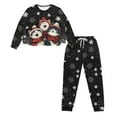 thumbnail image 2 of Tutolipy Christmas Pajama Set Cat Snowflake Printed Sleepwear Cozy Pjs Set Crewneck Loungewear Long Sleeve Tops Jogger Pants Pajama Sets, S, 2 of 7