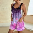 thumbnail image 4 of Women's Casual Rompers Stretchy Onesie Summer Sleeveless Shorts Floral Print Jumpsuits Loose with Pockets and Adaptable Strap, 4 of 6