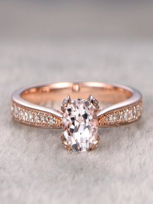 Limited Time Sale: 1.25 Carat Peach Pink Morganite and Diamond ...