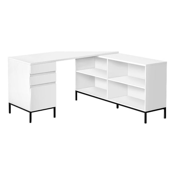 Pemberly Row Corner Computer Desk 60"L L-Shape in White Laminate