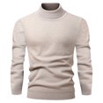 thumbnail image 4 of Wutalume Men's Turtleneck Slim Fit Pullover Plus Velvet Long Sleeve Solid Color Sweater, Warm and Soft for Cold Days,Khaki L, 4 of 4