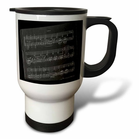 

3dRose Midnight Black Music Notes Travel Mug 14oz Stainless Steel